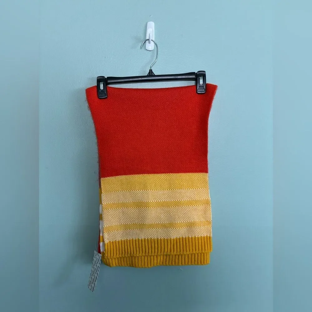 NWT Urban Outfitters Sporty Ski Reversible Orange White Winter Ski Scarf